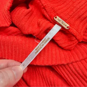 Free People Lala Cropped Puff Sleeve Mock Neck Ribbed Top Red Large L OB861565 thumbnail 5