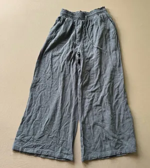 Linen Blend Wide Leg Pants Gray thumbnail 1