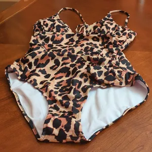 Source Unknown Leopard safari cheetah animal one piece halter bathing suit thumbnail 3