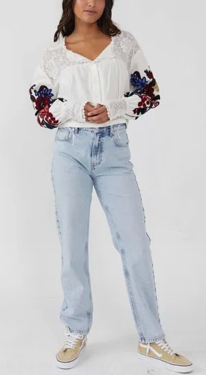 Free People Meadows Floral Embroidered Crop Blouse thumbnail 5
