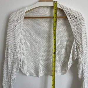 Crochet Open Front Crop Cardigan Mesh Bolero Knit Top thumbnail 4