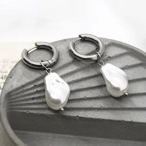 Baroque Pearl Earrings Silver thumbnail 4