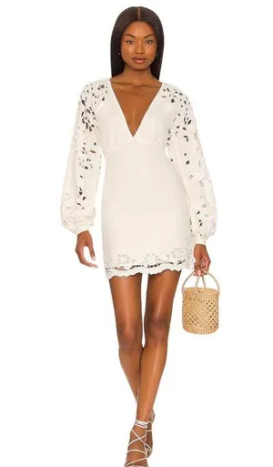 Tularosa Liz Mini Dress in White Small New Womens Linen Cocktail Party thumbnail 8