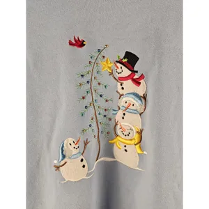 Vintage Morning Sun Womens Blue Christmas Snowman Sweater XL Grannycore thumbnail 3