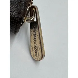Michael Kors Jet Set Brown Signature Zip Around Wallet Gold Tone Logo Large thumbnail 4