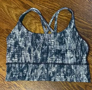 Lululemon Energy Longline Bra in Lino Slide Alpine White Black Size 4 thumbnail 1