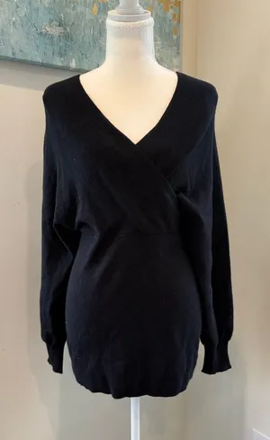 Isabel Maternity by Ingrid & Isabel Black V-Neck Wrap Maternity Sweater Size M thumbnail 1