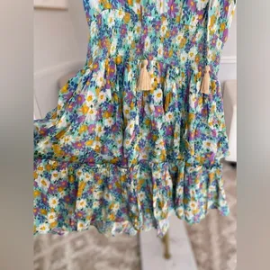 Patrons of Peace Mini Dress Babydoll Cottagecore Floral Smocked Tiered Easter‎ thumbnail 4