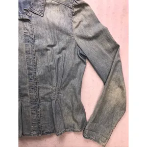 Lauren Ralph Lauren Denim Shirt Womens Small‎ Blue Pleated Puff Sleeve Western thumbnail 3