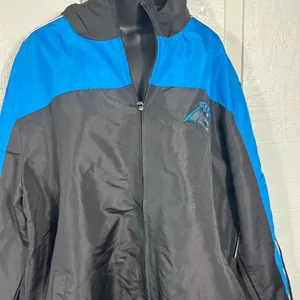 NFL Carolina Panthers Blue and Black Full Zip Windbreaker Size XL NWOT thumbnail 3