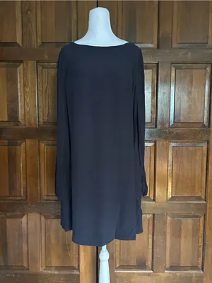 Free People Some Like It Hot Cape Dress Navy Split Sleeve Boho Size Small Shift thumbnail 3
