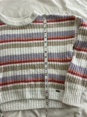 Hollister Cream Sweater with Lavender & Rust Stripes thumbnail 5