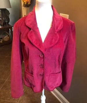 Gorgeous Fuchsia Corduroy Jacket Blazer Coat Y2K from Cato Size Large thumbnail 1