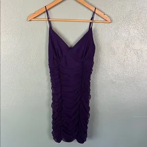 Lucy in the Sky Deep Purple Ruched Mini Dress thumbnail 3