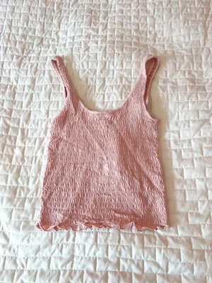 Aeropostale Sabrina Carpenter Collection Light Pink Smocked Tank Top Size XS thumbnail 2