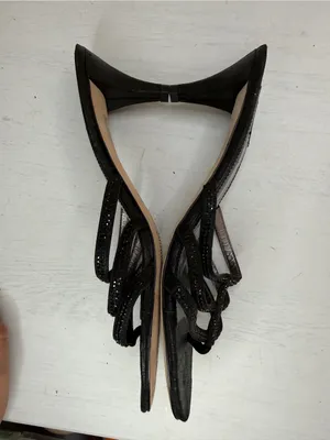 Glint Crystal Accent Strappy Black Heels Sz 9.5 thumbnail 9