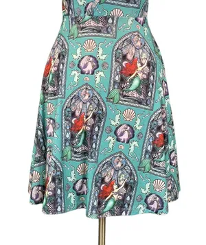 The Little Mermaid Teal Ariel Print Open Back Skater Dress thumbnail 9