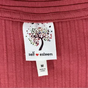 Self Esteem‎ Ribbed Knit V Neck Crop Shirt Spice Orange Medium thumbnail 9
