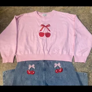 Faded Rose 2 piece cherry/bow design set. Size large. Pink thumbnail 4