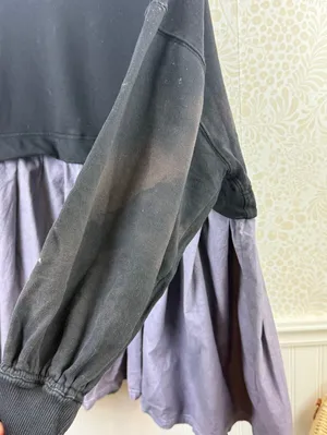 Free People Black and Gray Eleanor Layered Sweatshirt Minidress - Size - XS thumbnail 4