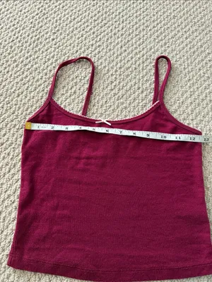 Garage Size Small Women's Burgundy Spaghetti Strap Tank Top thumbnail 3