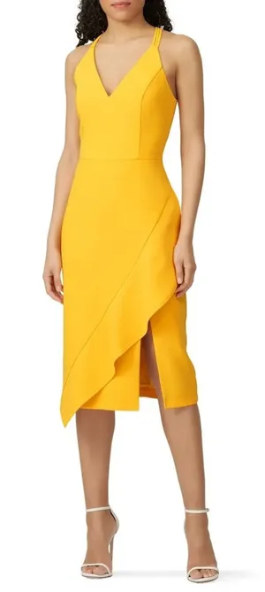 Harlyn yellow ruffle sheath dress XL thumbnail 1