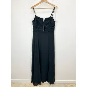 Lulus Sweeney Black Sleeveless Maxi Dress Side lit Chiffon Formal XL NWT thumbnail 5