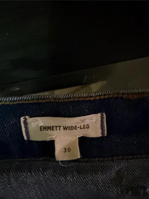 Madewell Dark Blue Wide-Leg Jeans with Raw Hem thumbnail 6