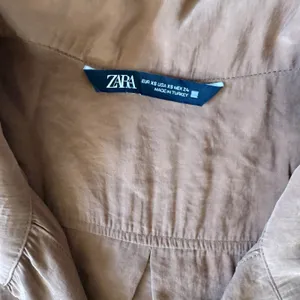 ZARA Sleeveless Collared Belted Wide Leg Jumpsuit Brown XS thumbnail 5