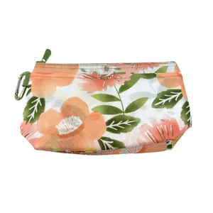 Thirty One Gifts White‎ & Pink Floral Makeup Bag Zipper Transparent Pouch Travel thumbnail 2