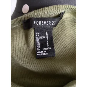 Forever 21 Womens Top Sz L Olive Green Cropped Length Ribbed Knit‎ Long Sleeve thumbnail 7