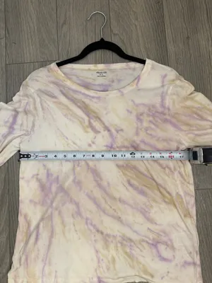 Madewell Tie Dye Long Sleeve Shirt | Purple, Tan, Cream | Casual Top | Size L thumbnail 7