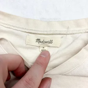 Madewell Puff Sleeve Tee Womens Size M Cream Ivory Cotton Blend Relaxed‎ Top thumbnail 4