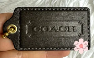 2.5" COACH Brown Fob Bag Charm Hang tag Hangtag thumbnail 1