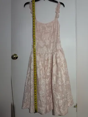 Anthropologie For Love & Lemons Pale Pink Florence Drop Waist Floral Midi Dress thumbnail 14