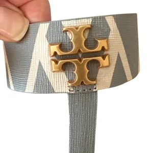 Tory Burch Mini Everly Geometric‎ Blue Grey Sandals Double T 7 thumbnail 12