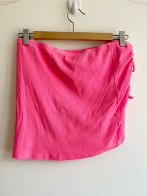 Aerie Pink Cotton Blend Ribbed Ruched Mini Swim Skirt Cover Up Size M Y2K thumbnail 2