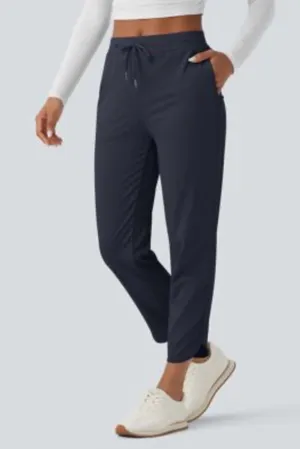 Halara NWT Mid Rise Drawstring Curved Hem Golf Tapered Pants with Pockets - Dark Blue thumbnail 1