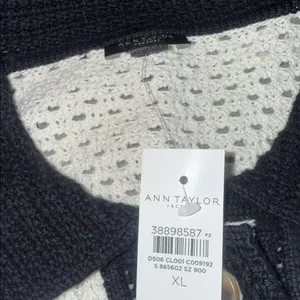 NWT Ann Taylor Factory Black and White Open Knit Cardigan White Black XL thumbnail 6