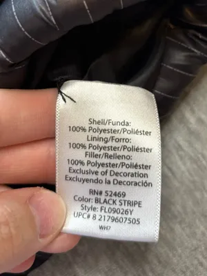 Faded Glory Black Pinstripe Puffer Vest Size Small thumbnail 8