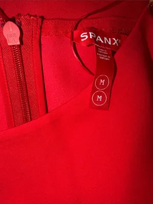 NWT SPANX $168 Long Sleeve Ballet Neck Mini Dress- Spanx Red Medium thumbnail 7
