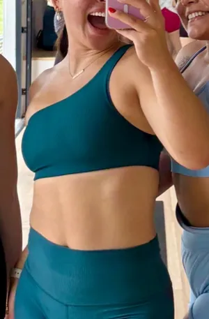 Lululemon Bra One-Shoulder Teal Sports Bra thumbnail 4