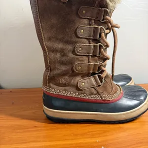 Sorel Joan‎ of Arctic Tall Lace Up Snow Boot Waterproof Leather Brown Tan 7.5 thumbnail 2