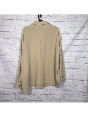 Old Navy XL Beige Long Sleeve Button-Up Shirt thumbnail 7