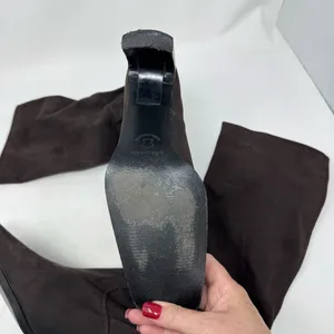 Zara Square Toe Faux Suede Stretch Boots thumbnail 4