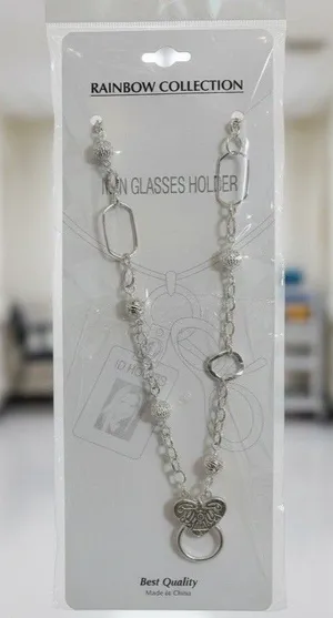 Angel Design ID Badge Holder Necklace Glasses Chain Silver Tone Lanyard 14” NIP thumbnail 1