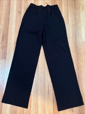 Cinch-Waist Wide Leg Black Sweatpants with pockets! thumbnail 4