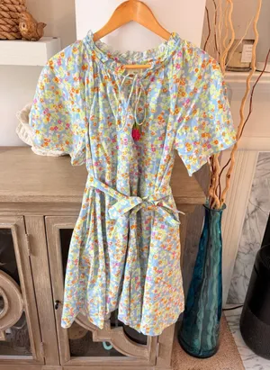 Roller Rabbit Floral Mini Dress Womens Blue Small thumbnail 1