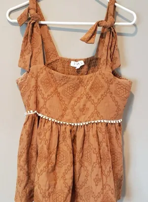 THML Anthropologie Textured Brown Sleeveless Top Size Md thumbnail 1