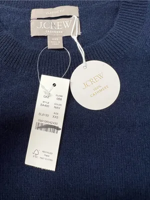 J. Crew Cashmere classic-fit crewneck sweater in Navy Blue Size XXS NWT thumbnail 8